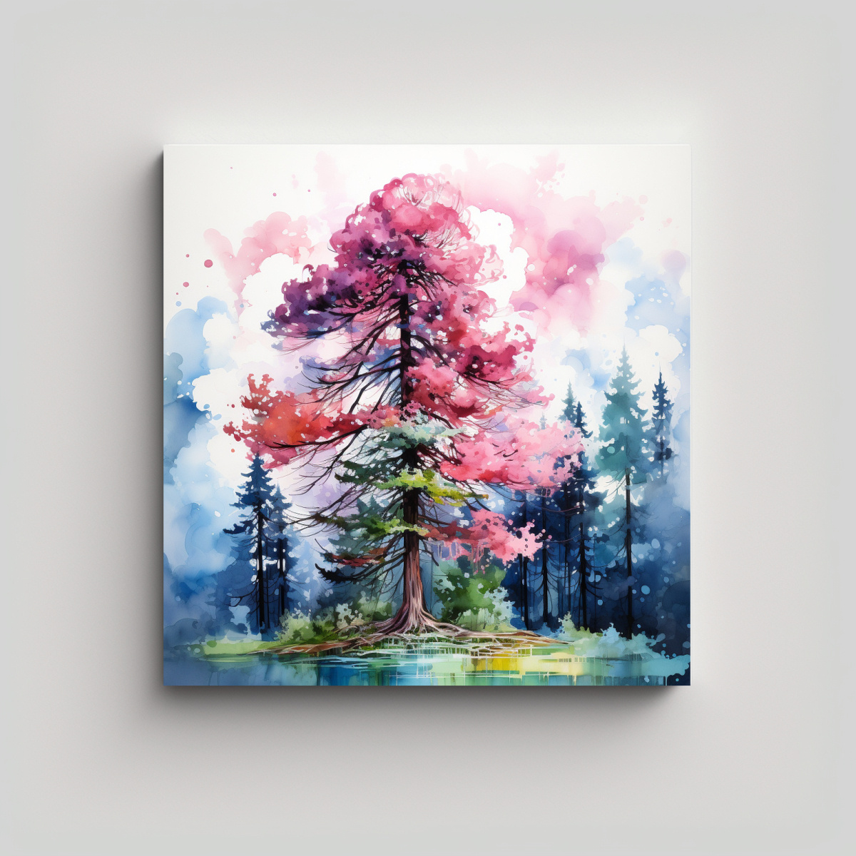 pintura-abstracta-de-un-rbol-de-secuoya-rojo-y-azul-colores-finos-y-gama-de-colores