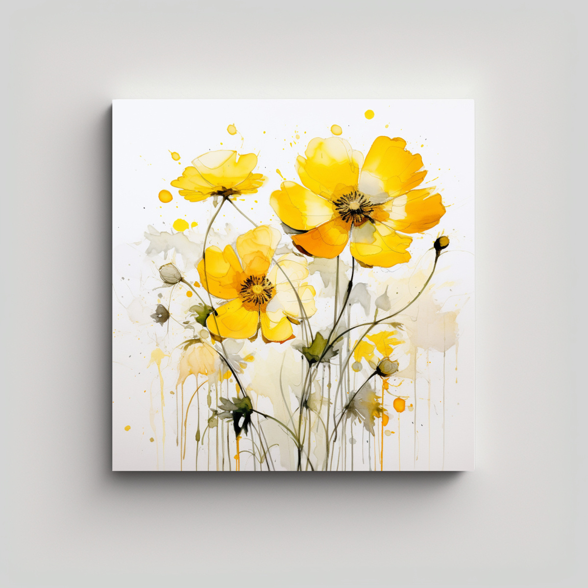 Cuadro Decorativo Pintura Abstracta Con Flores Buttercups En Colores ...