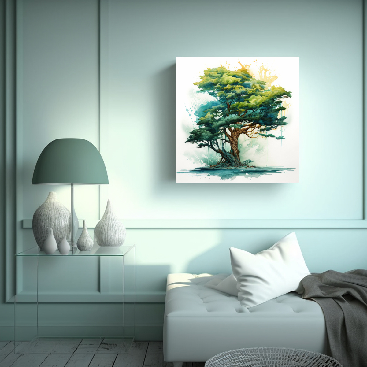 pintura-abstracta-en-acuarela-de-colores-turquesa-de-forma-simple-de-un-rbol-de-cedro-1