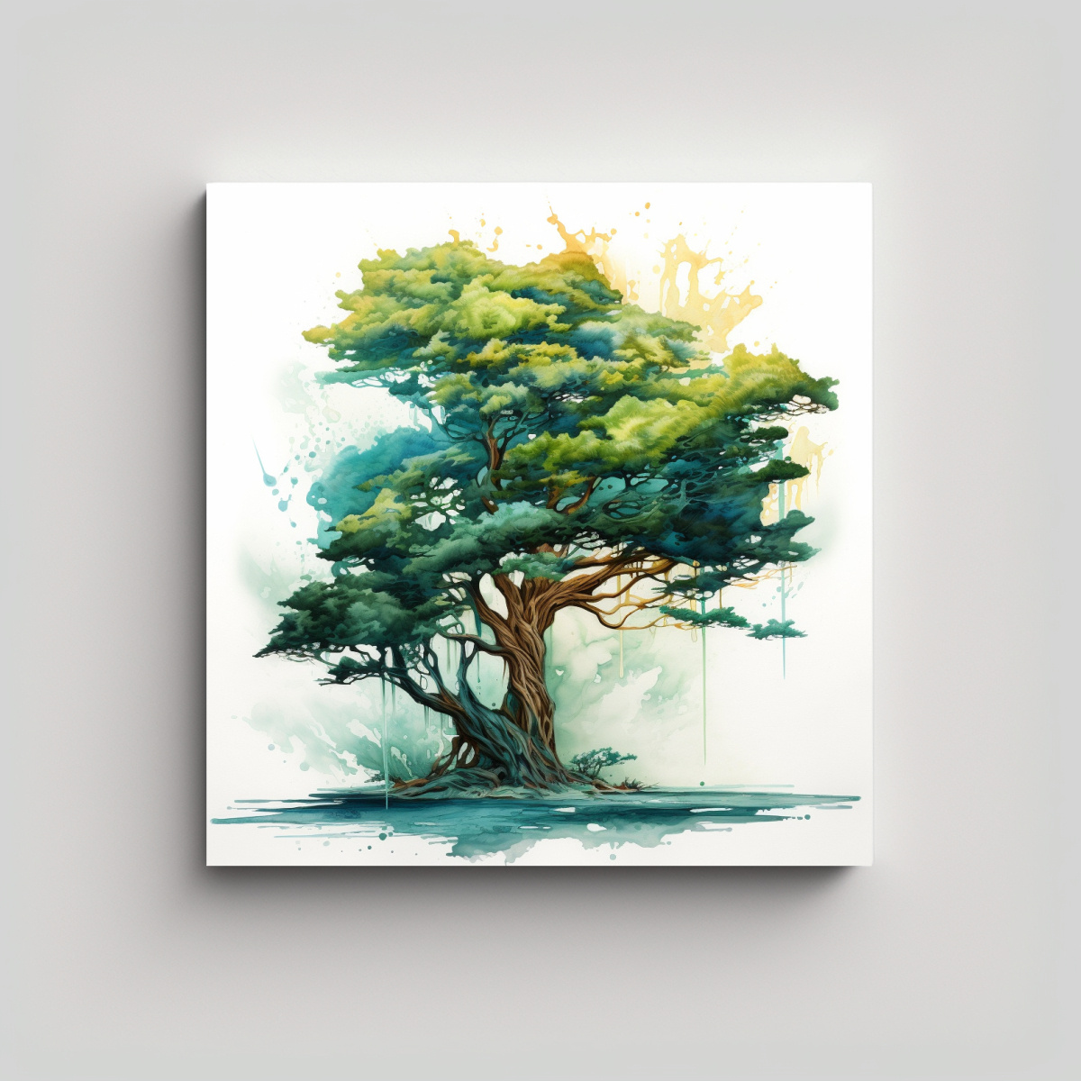 pintura-abstracta-en-acuarela-de-colores-turquesa-de-forma-simple-de-un-rbol-de-cedro