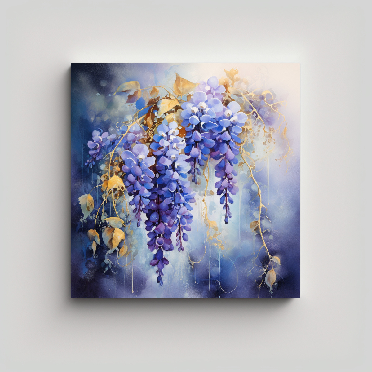 pintura-abstracta-en-bastidor-de-tela-con-flores-de-glicinia-doradas-y-azules