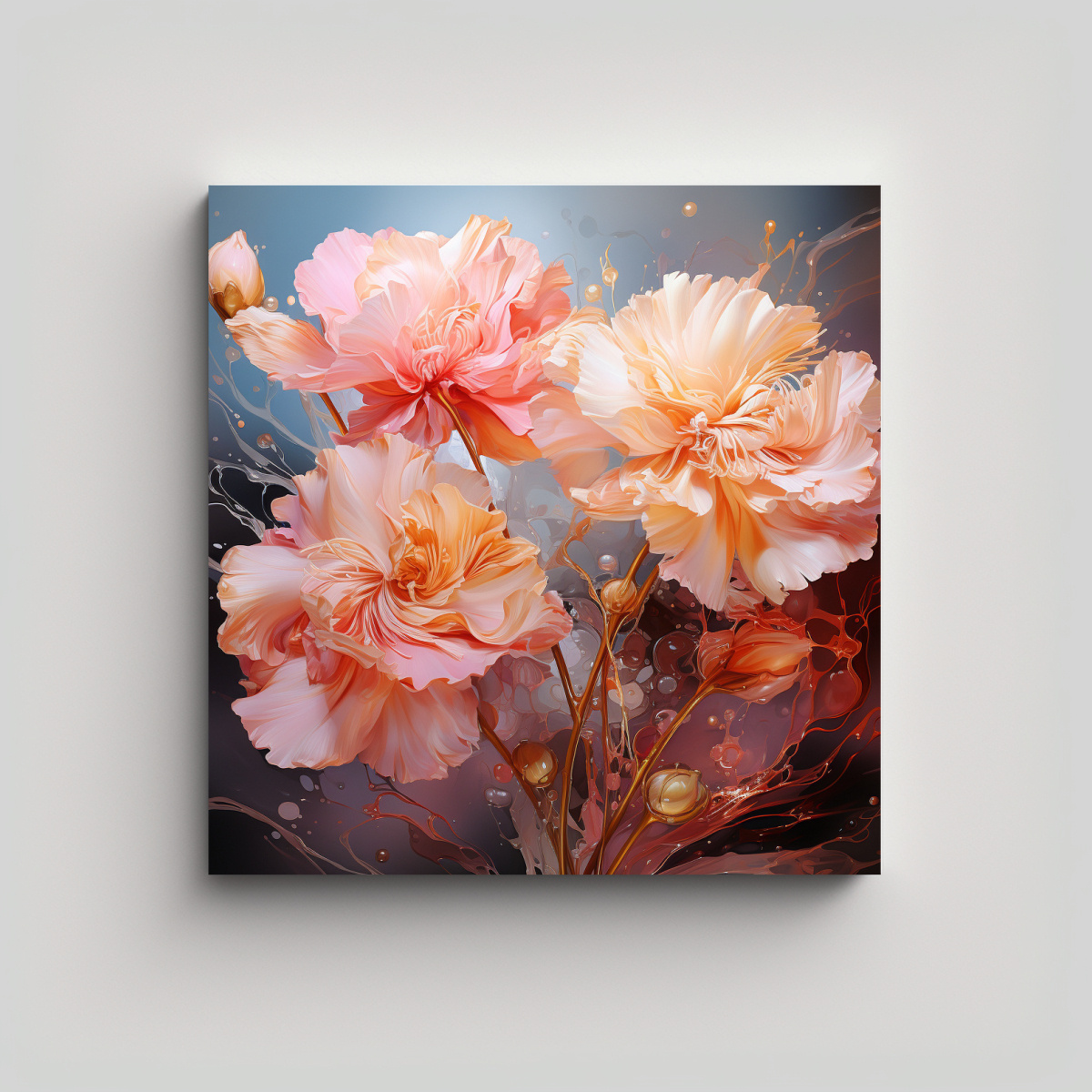 pintura-abstracta-inspiradora-de-claveles-dorados-y-rosados