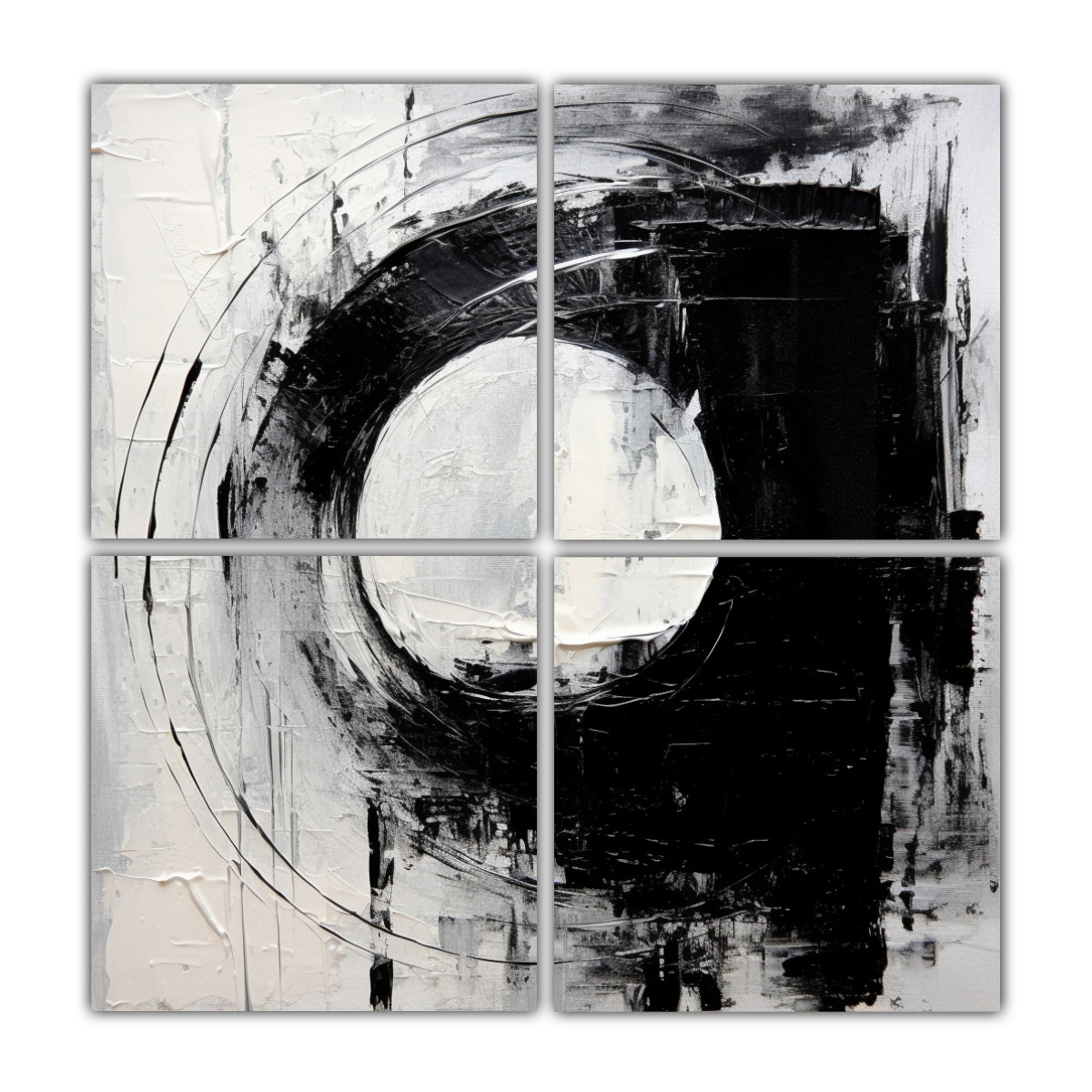 Cuadro abstracto, ilustración en tonos blanco y negro - kuadro –