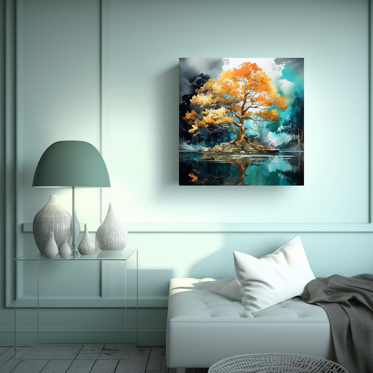 pintura-abstracta-moderna-duradera-de-colores-turquesa-y-dorado-sobre-un-rbol-kauri-de-canva-1