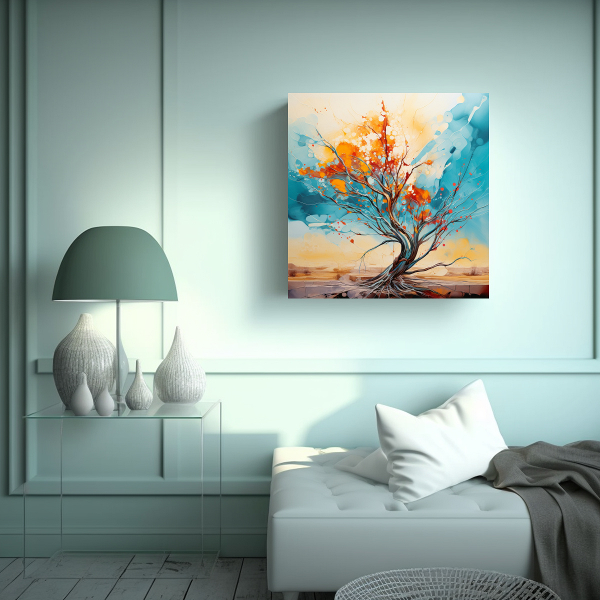 pintura-abstracta-rbol-de-ocotillo-turquesa-y-dorado-en-bastidor-1