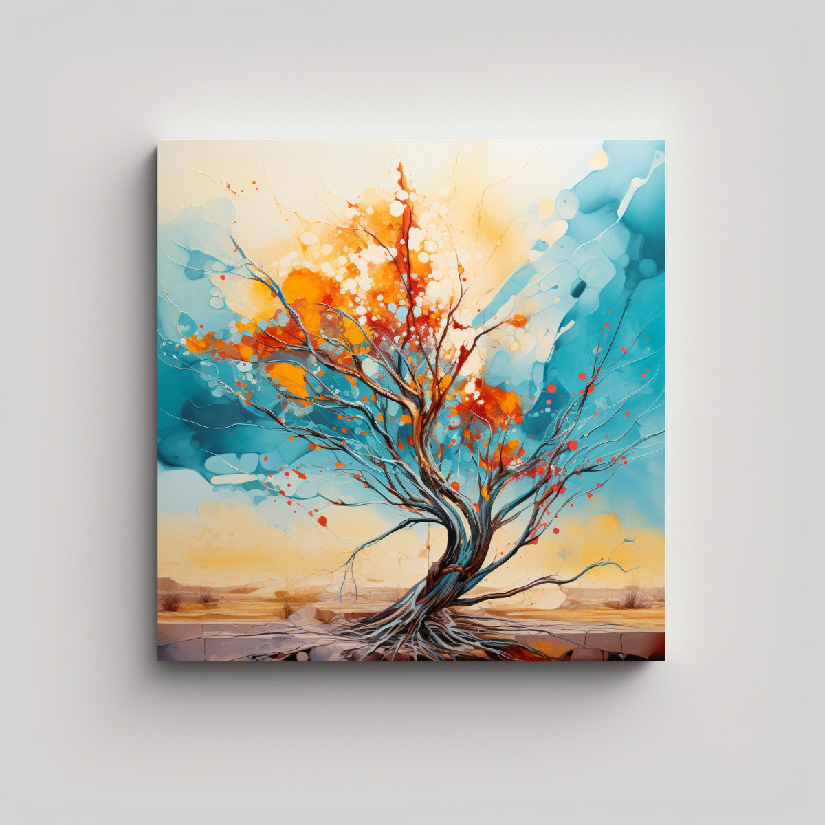 pintura-abstracta-rbol-de-ocotillo-turquesa-y-dorado-en-bastidor