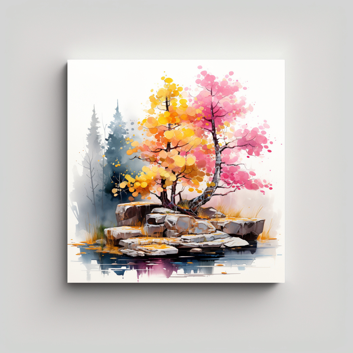 pintura-abstracta-tela-tema-exclusivo-rbol-bons-i-de-abedul-en-colores-oro-y-rosa