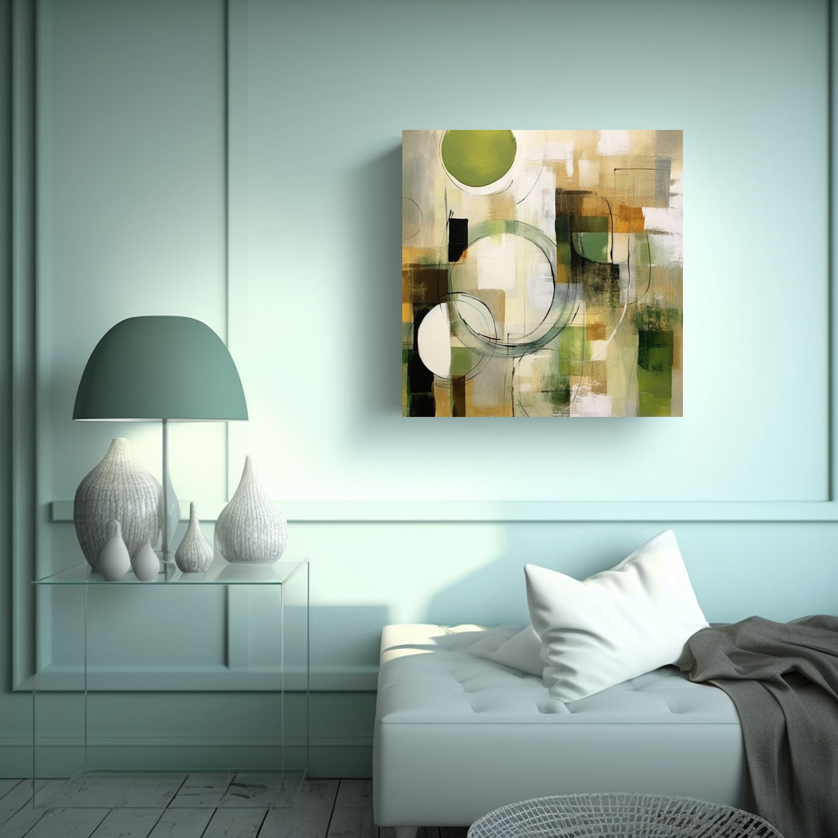 pintura-abstracta-vintage-estrellados-en-tonos-verdes-y-beige-contempor-nea-1