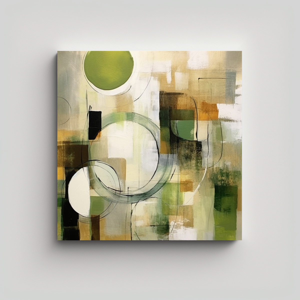 pintura-abstracta-vintage-estrellados-en-tonos-verdes-y-beige-contempor-nea