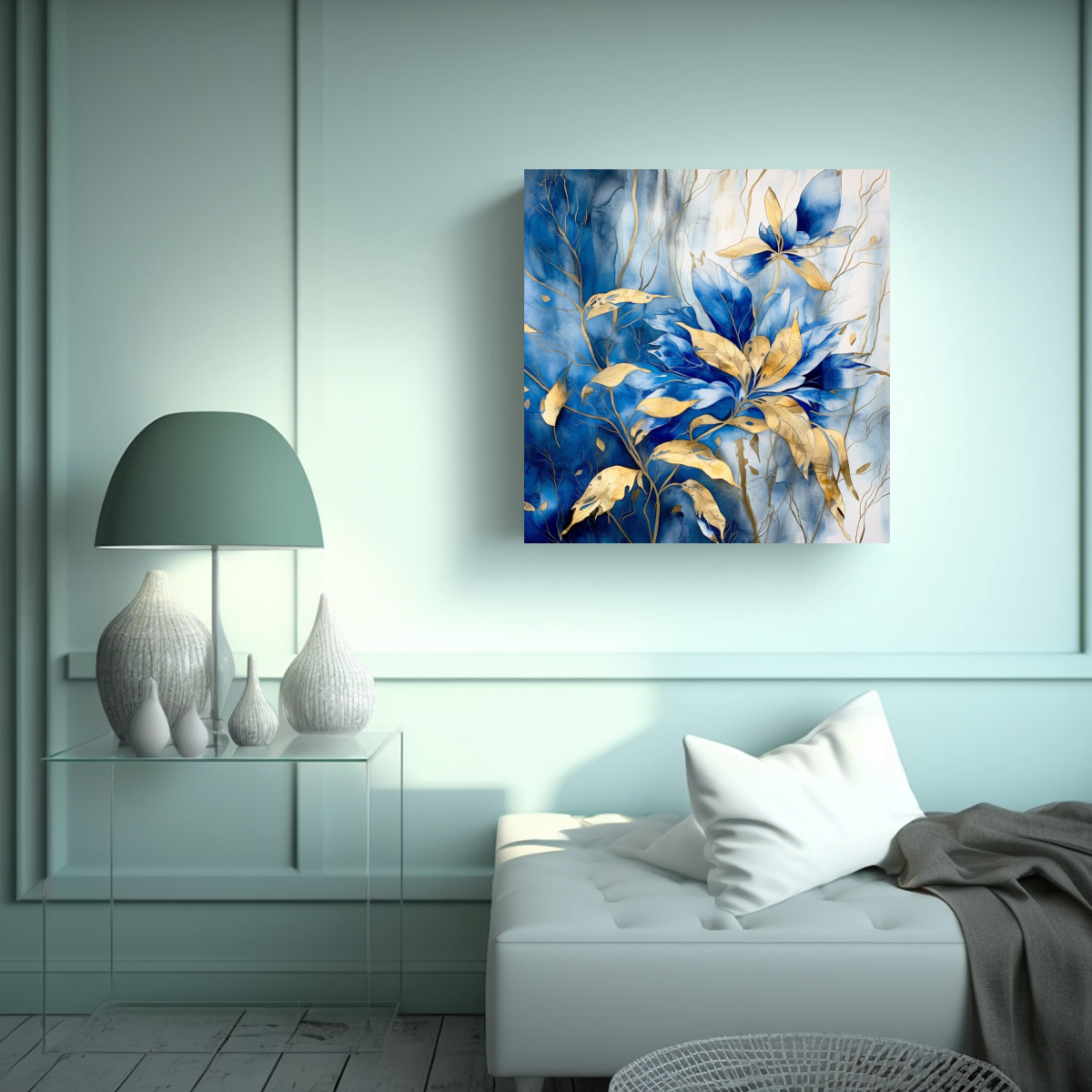 pintura-acuarela-azul-con-hojas-doradas-en-estilo-moderno-1