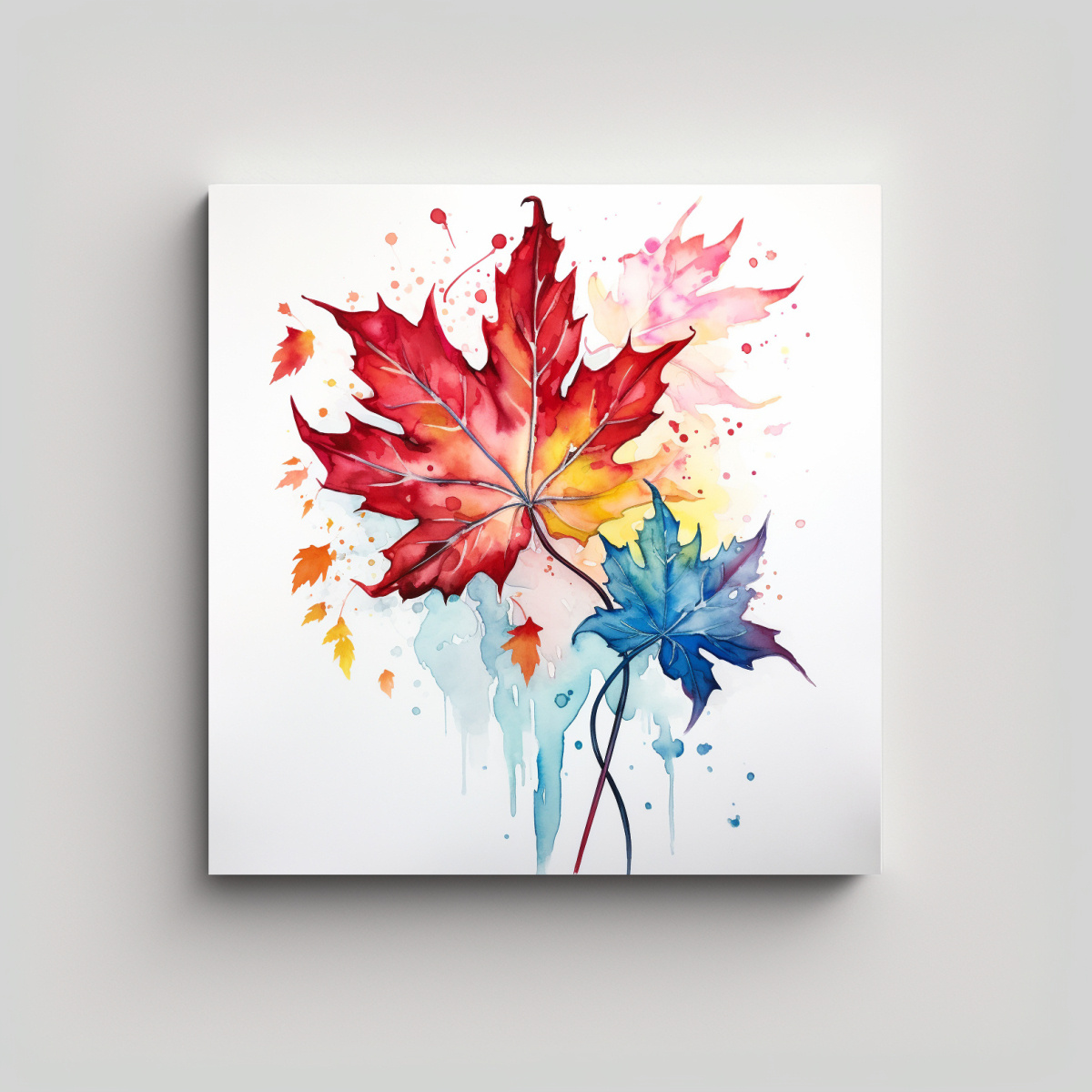 pintura-de-arte-de-pared-movimiento-innovador-hojas-de-arce-en-colores-acuarelas-atmosfera-neonoir