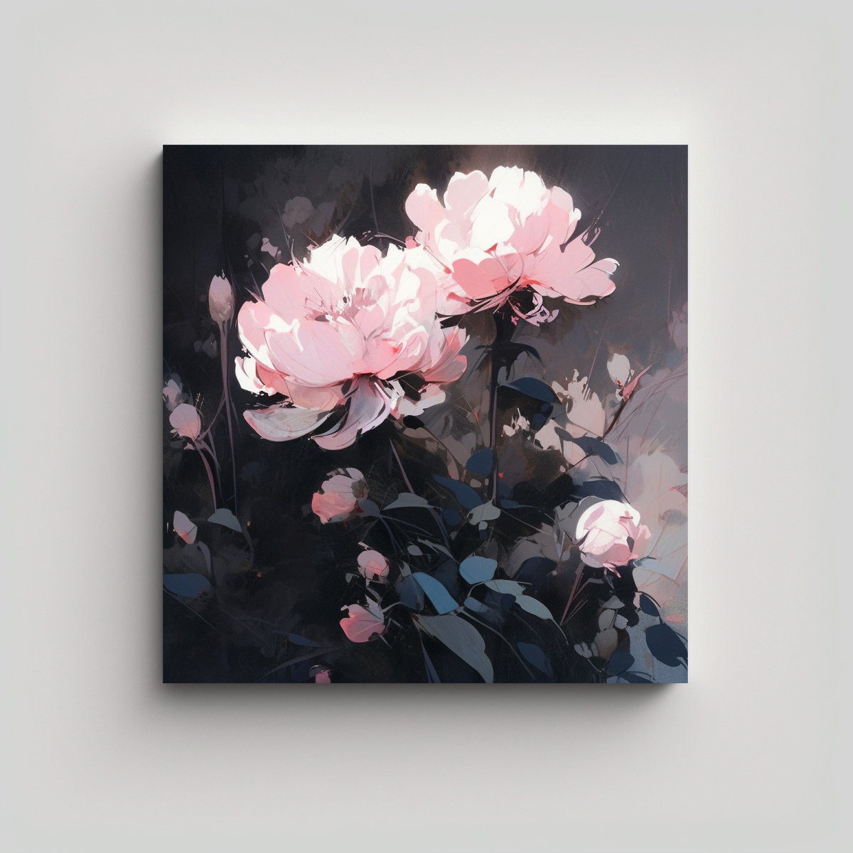 pintura-de-flores-en-lienzo-arte-de-pared-vanguardista-luminoso-en-negro-y-rosa