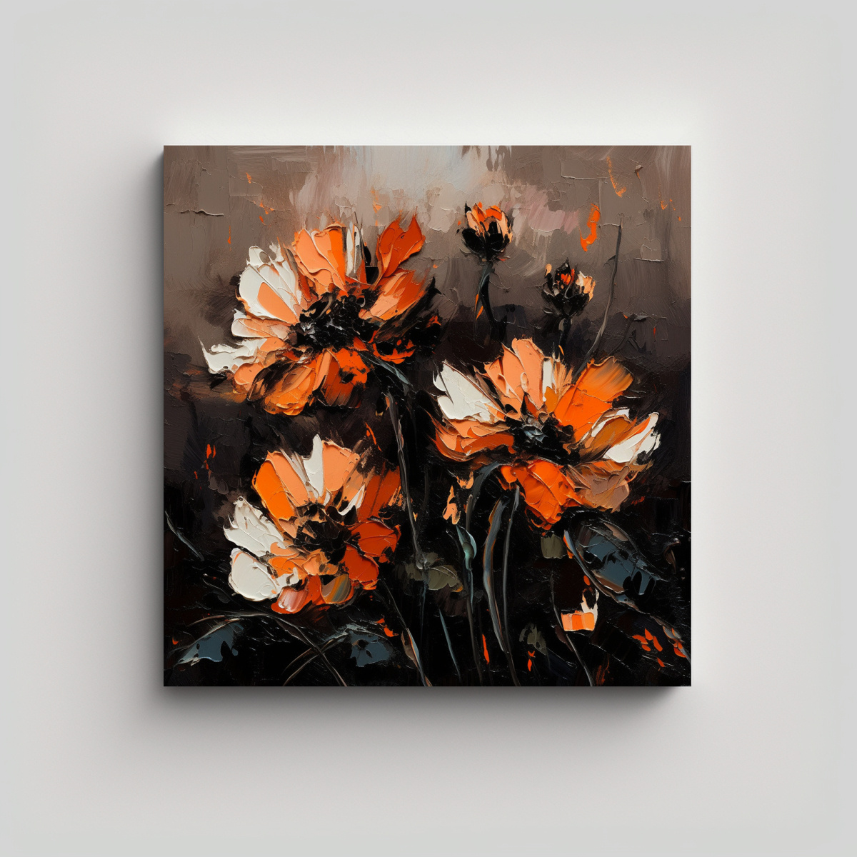 Cuadro al oleo sobre lienzo Flores 40x40 cm/Arte abstracto