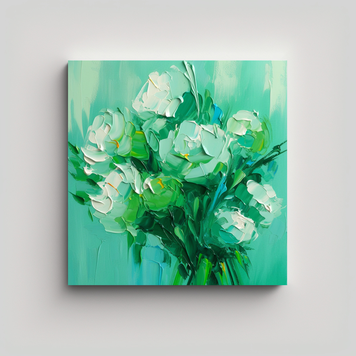 pintura-de-flores-en-lienzo-en-colores-verde-y-turquesa-en-forma-lineal