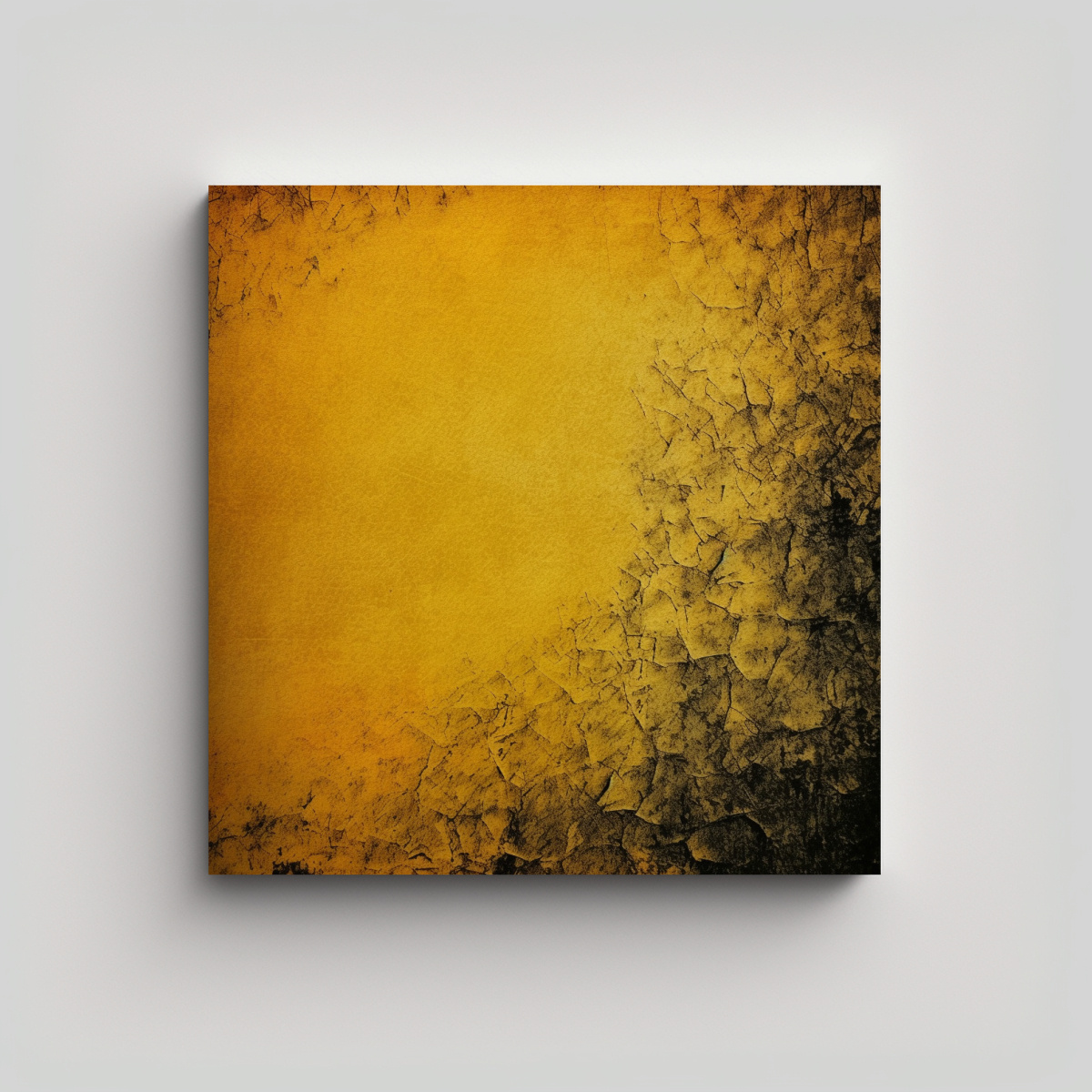 pintura-de-pared-abstracta-en-amarillo-y-fondo-oscuro