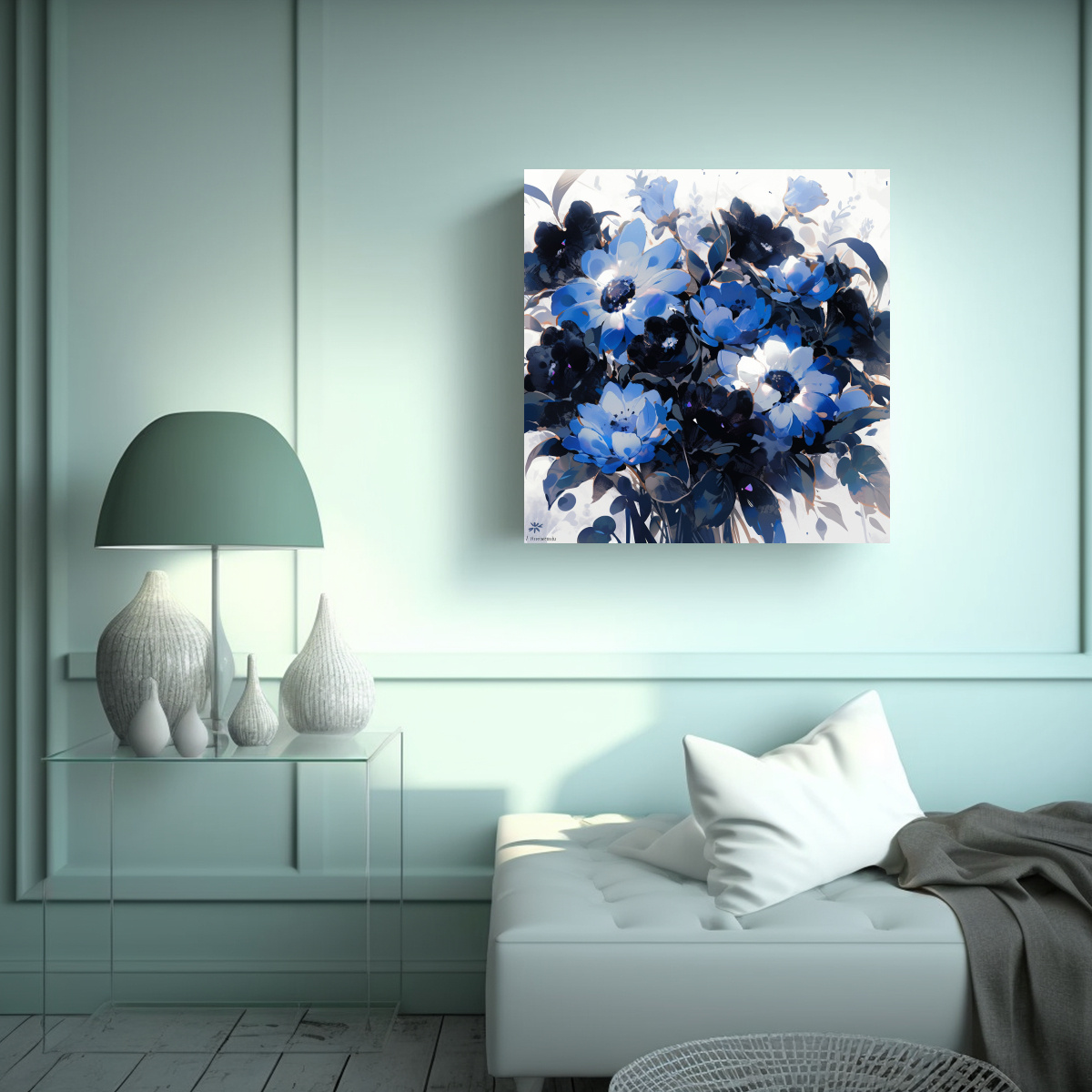 pintura-de-pared-colores-cl-sicos-con-flores-negras-y-azules-en-lienzo-1