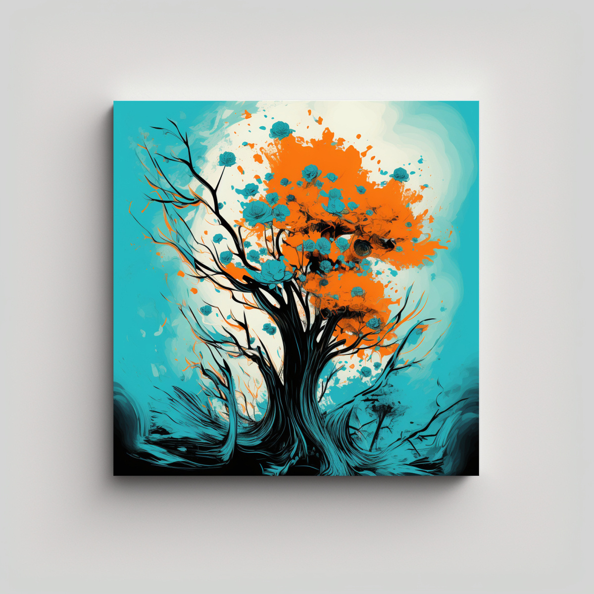 pintura-de-pared-inspiraci-n-original-rbol-en-turquesa-y-naranja-estilo-neonoir