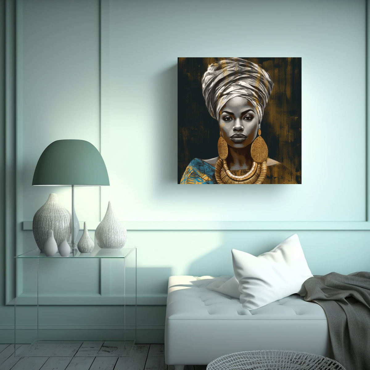 pintura-decorativa-africana-con-mujer-llevando-turbante-decorado-1