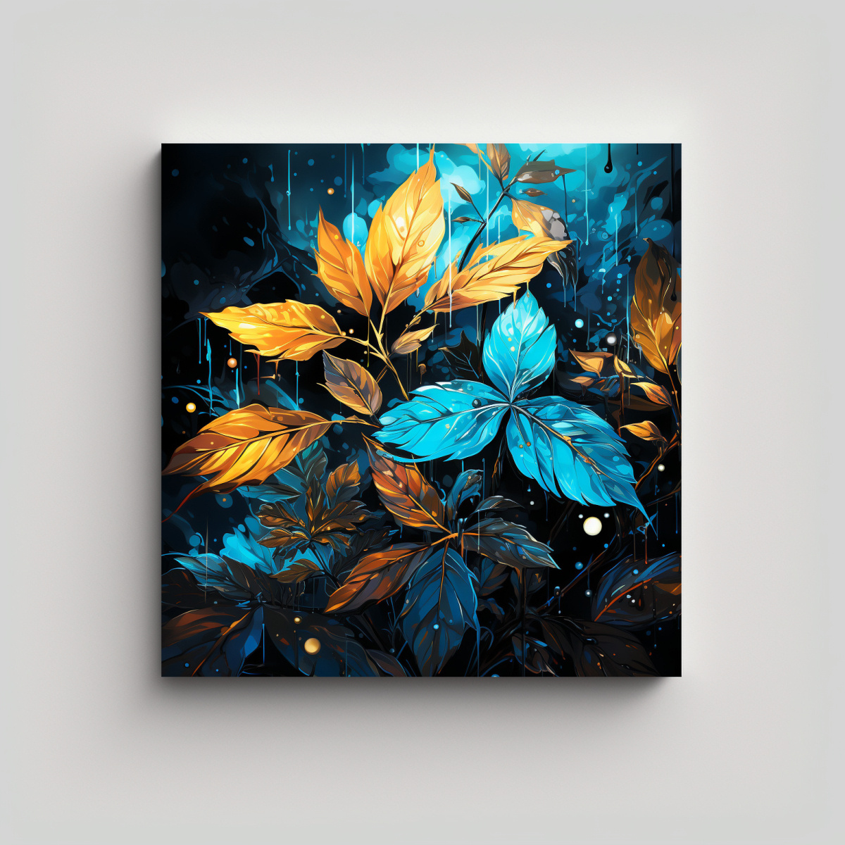 pintura-decorativa-con-esquema-de-hojas-de-bamb-en-turquesa-y-negro-estilo-neonoir-en-bastidor-inspiraci-n-tela-en-bastidor