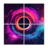 pintura-decorativa-de-4-cuadros-concepto-figuras-estilo-synthwave-con-agujero-negro-en-el-cosmos-brillante