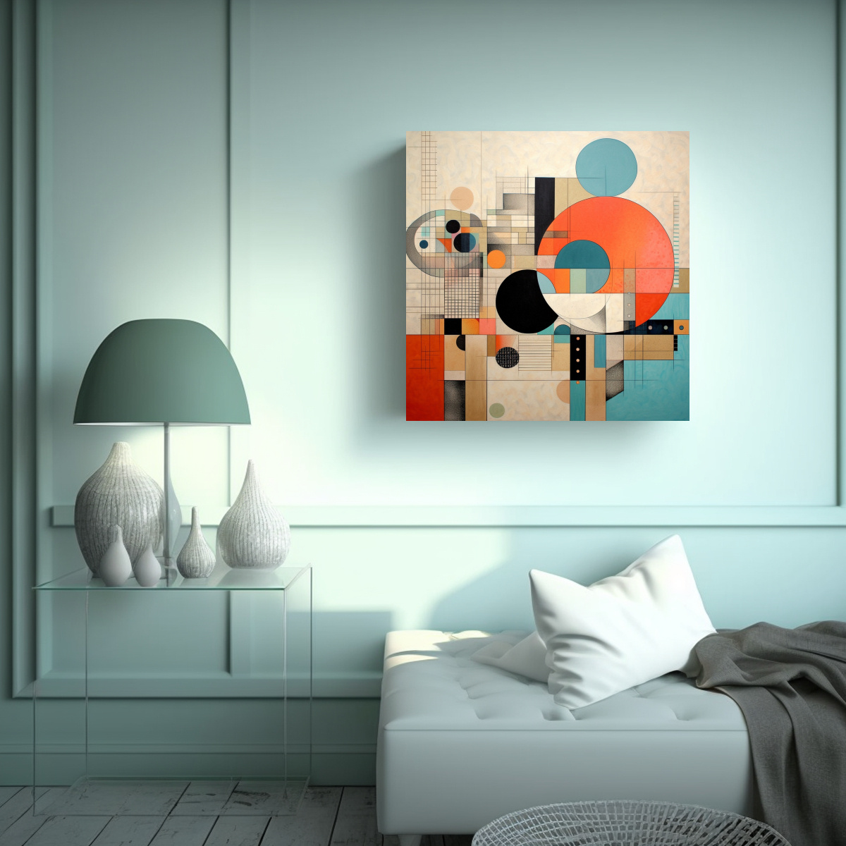 pintura-decorativa-de-cocina-en-bastidor-arte-en-blanco-y-negro-con-l-neas-c-rculos-cubos-y-tri-ngulos-1