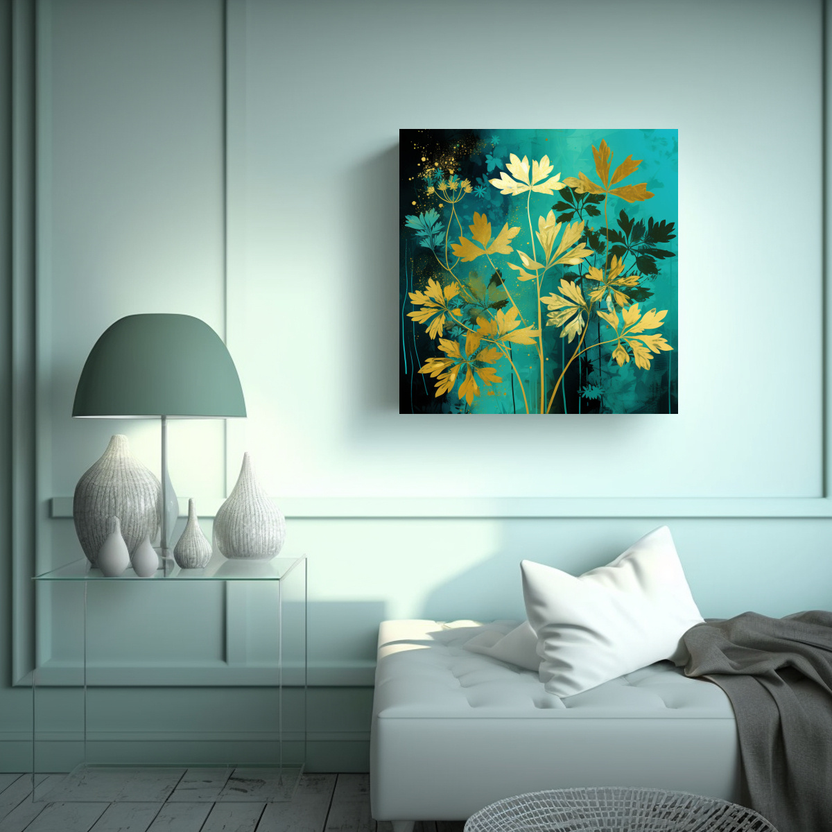 pintura-decorativa-de-hierbas-de-perejil-impresionante-en-turquesa-y-dorado-con-atm-sfera-neonoir-1