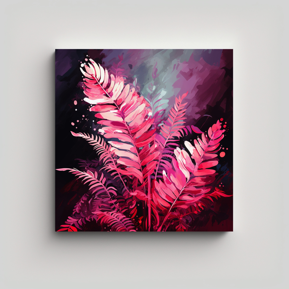 pintura-decorativa-de-hojas-de-helecho-en-colores-rojo-y-rosa-con-atm-sfera-neonoir