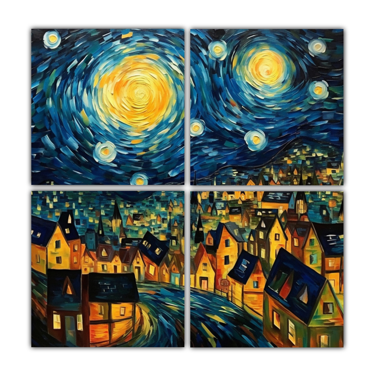 pintura-decorativa-de-vista-de-pueblo-con-cielo-estrellado