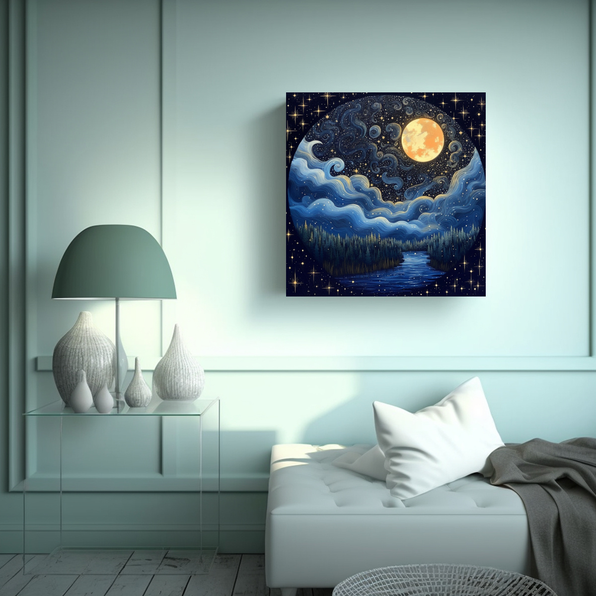pintura-decorativa-del-cielo-nocturno-lleno-de-la-luna-y-las-estrellas-1