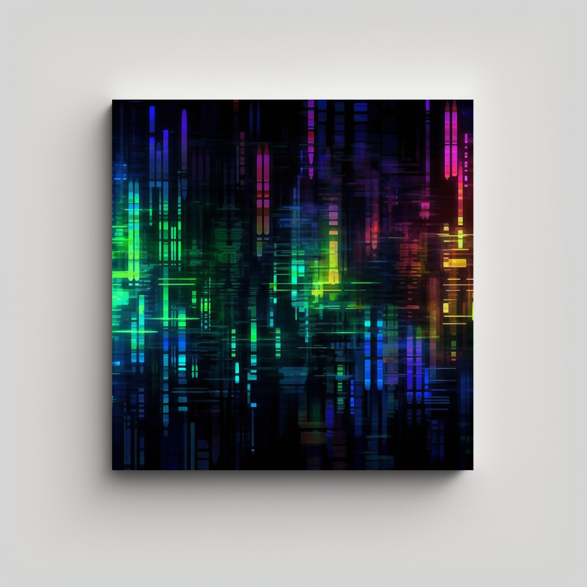 pintura-decorativa-digital-de-glitch-abstracto-en-fondo-oscuro-en-bastidor-