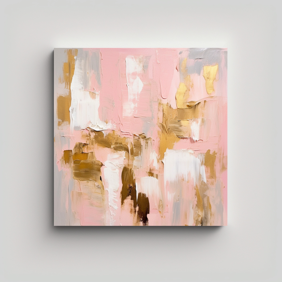 pintura-decorativa-en-bastidor-interior-con-trazos-audaces-de-pincel-en-rosa-blush-y-dorado