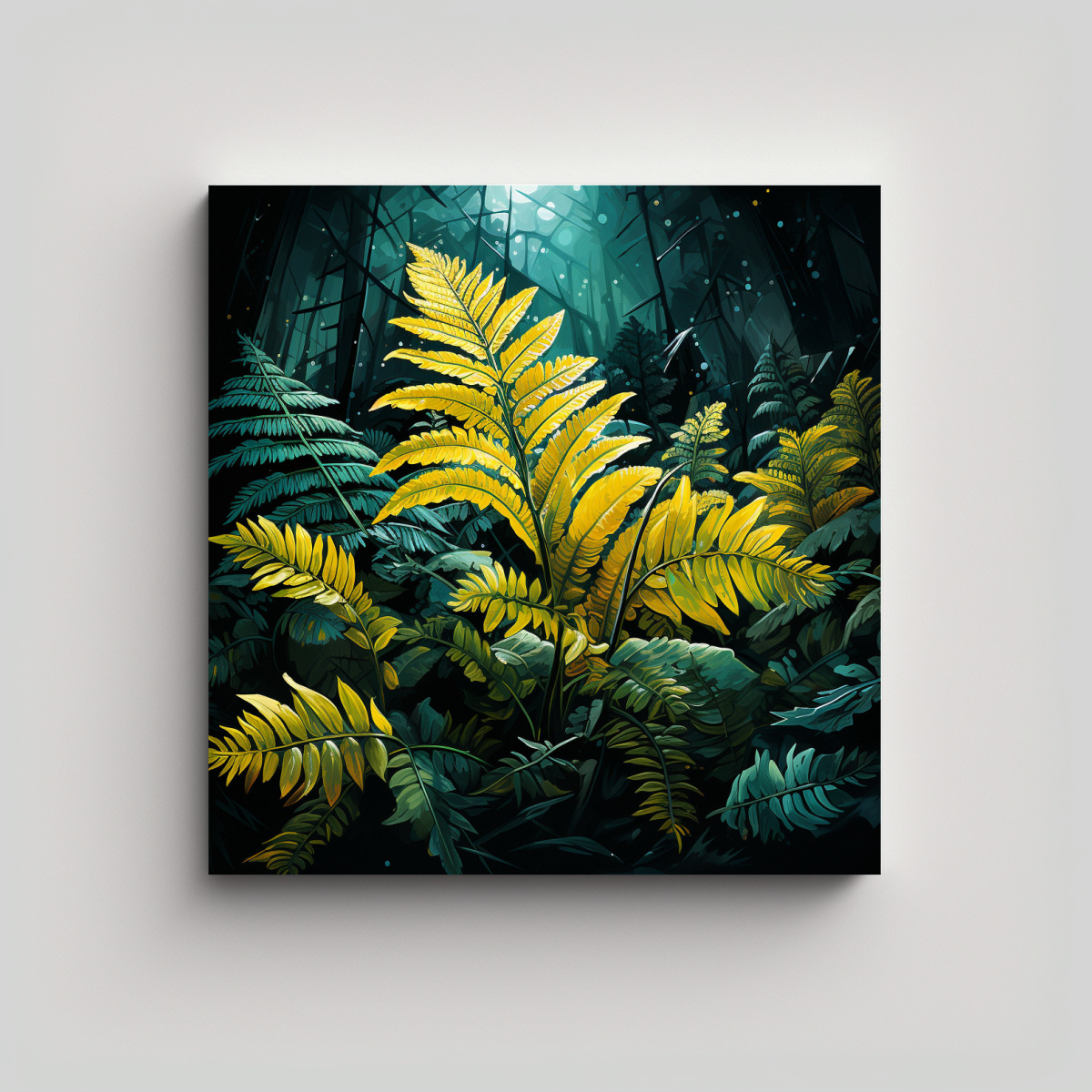 pintura-decorativa-en-relieve-de-hojas-de-helecho-en-amarillo-y-verde-con-atm-sfera-neonoir