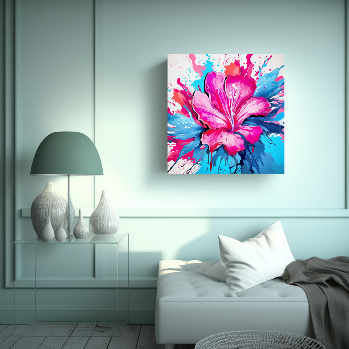 pintura-decorativa-intensa-en-esquema-turquesa-y-rosa-ambiente-neonoir-1