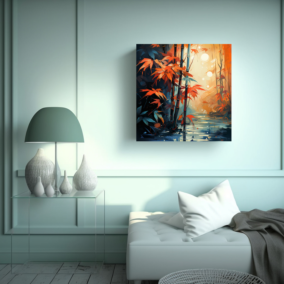 pintura-en-bastidor-de-hojas-de-bamb-en-colores-naranjas-con-atm-sfera-neonoir-y-abstracci-n-arm-nica-1