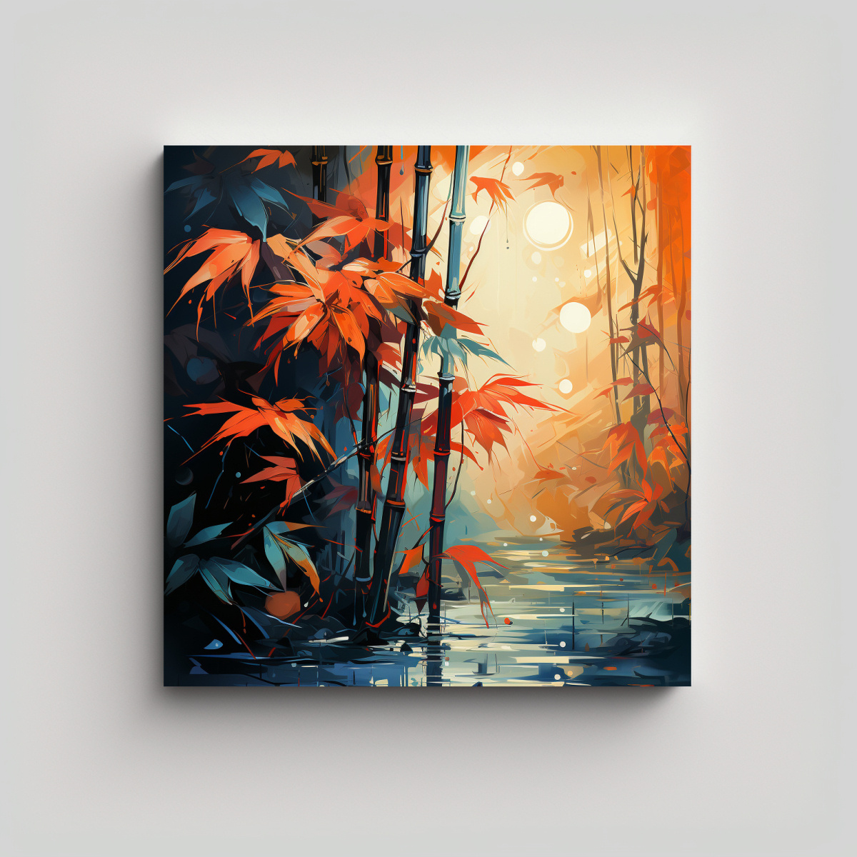 pintura-en-bastidor-de-hojas-de-bamb-en-colores-naranjas-con-atm-sfera-neonoir-y-abstracci-n-arm-nica