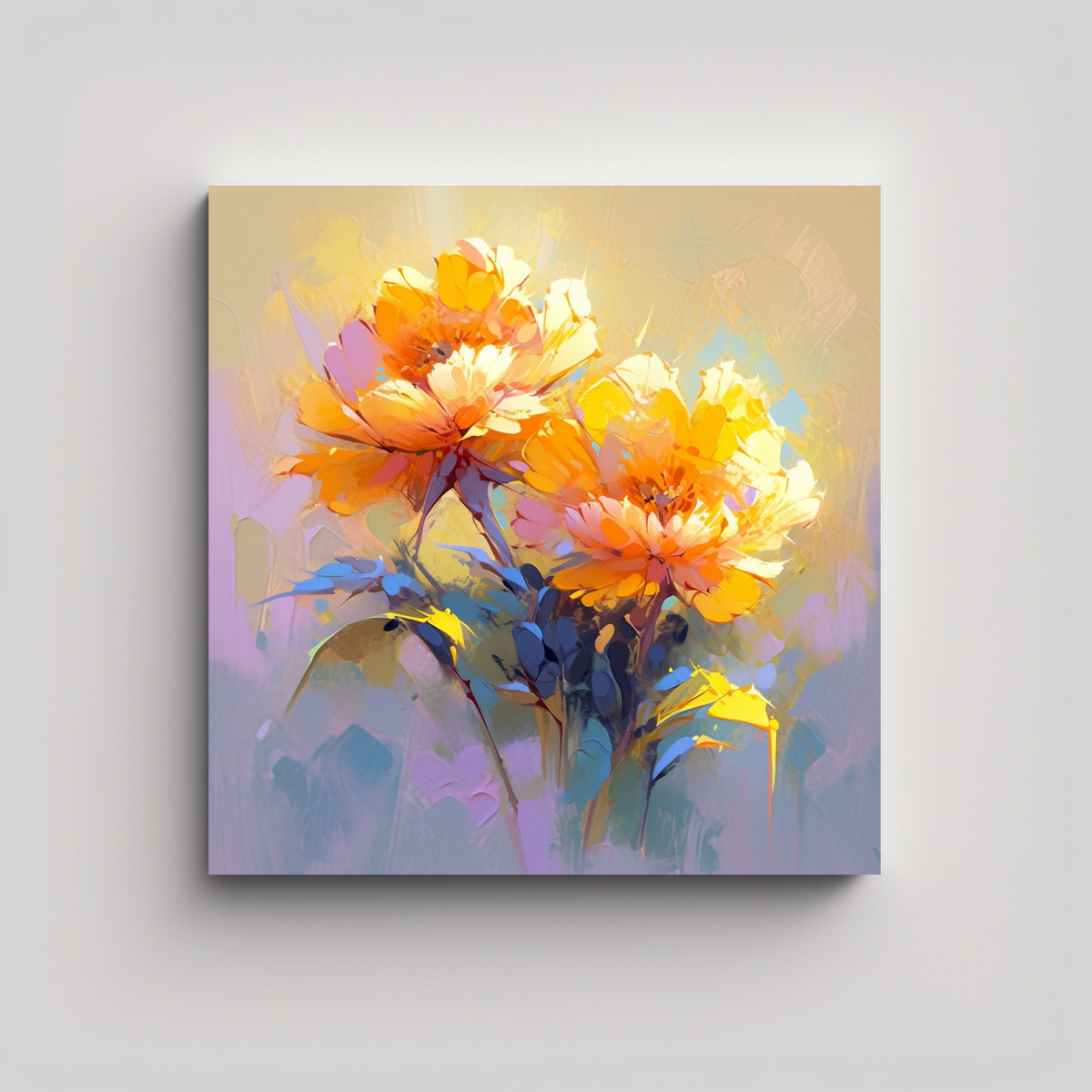 pintura-en-bastidor-vanguardia-espacio-amarillo-y-magenta-con-flores-en-lienzo-decorativo