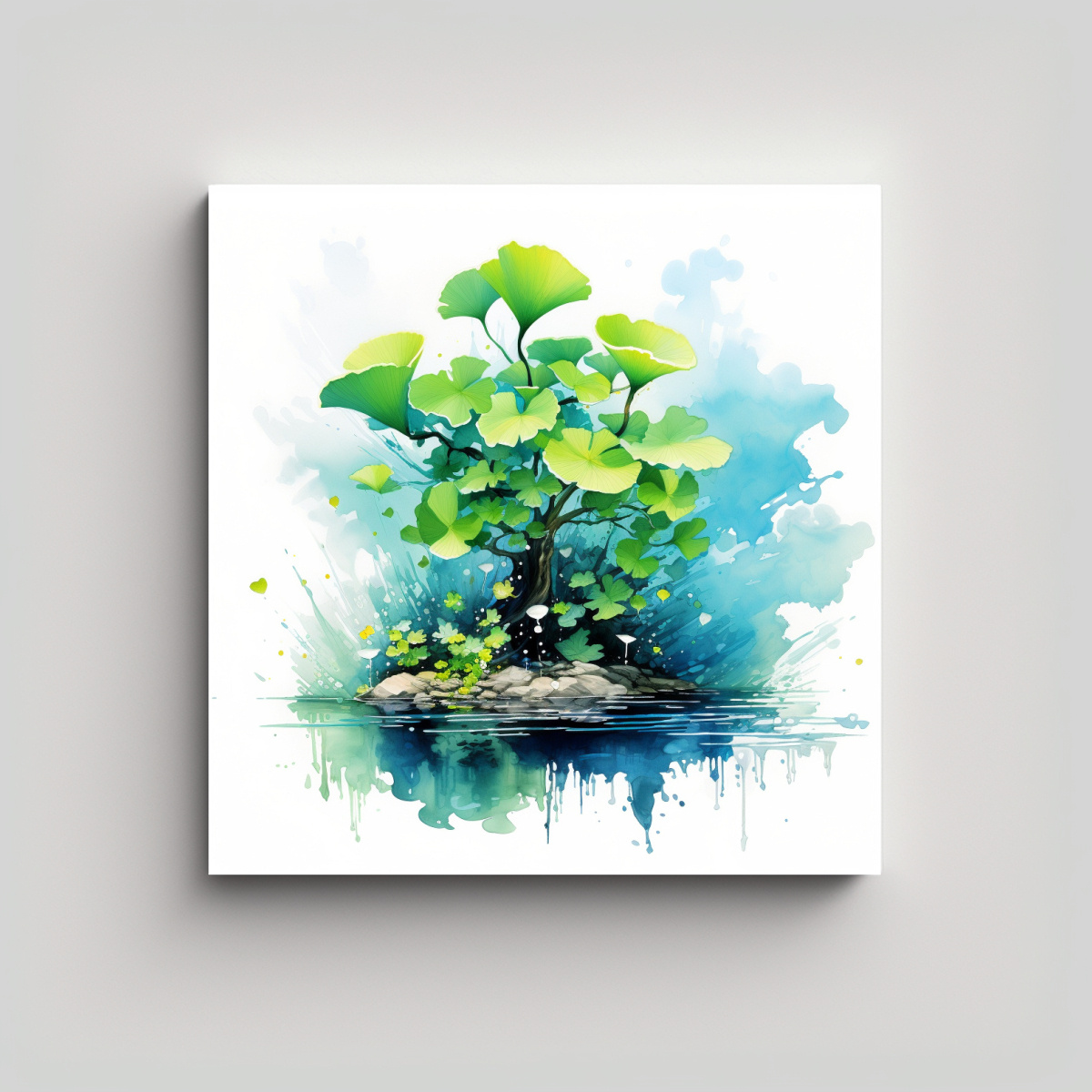 pintura-en-lienzo-creativa-con-finas-l-neas-de-ginkgo-biloba-en-colores-verde-y-turquesa-ab