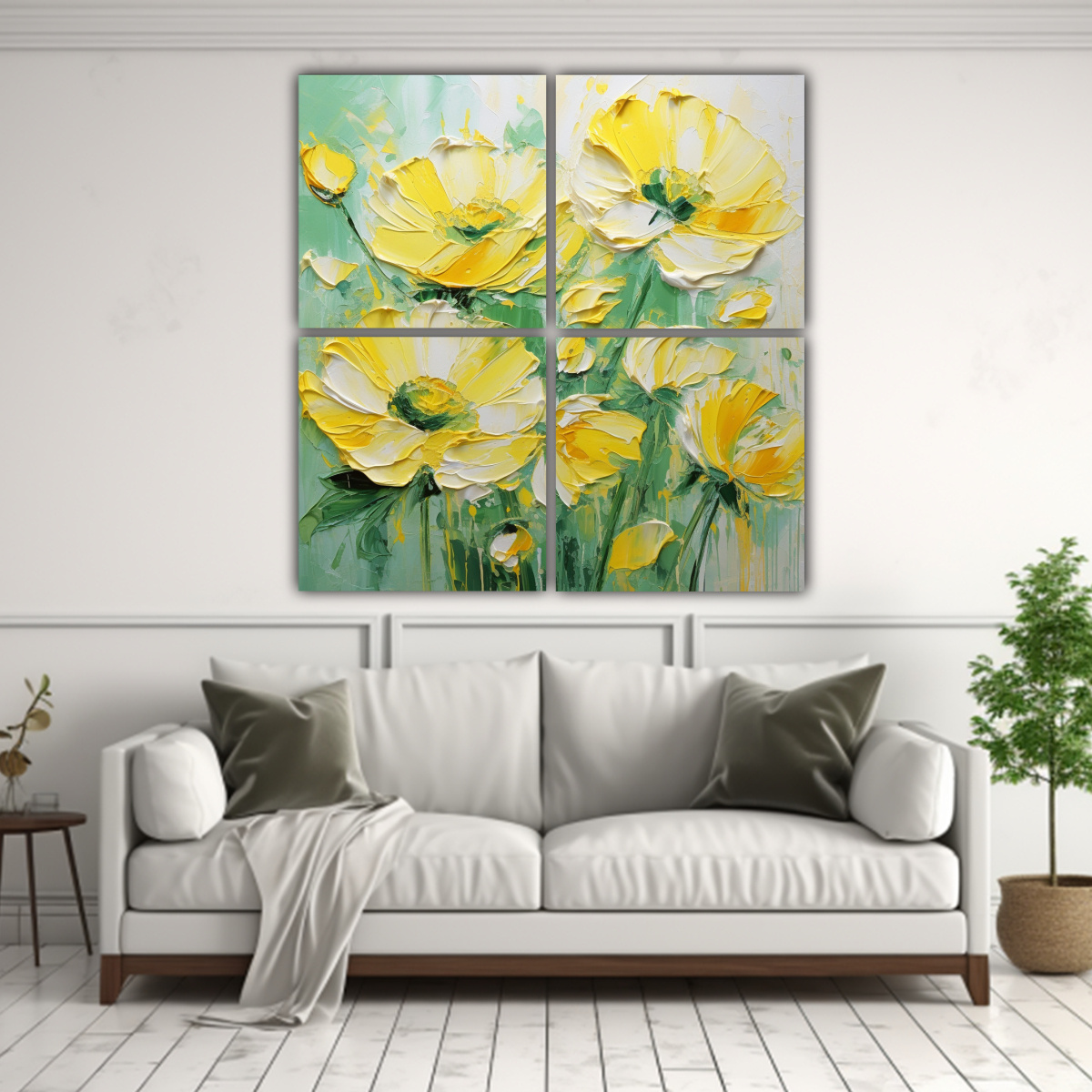 pintura-en-lienzo-estilo-galer-a-de-flores-amarillas-y-verdes-en-decoraci-n-1-1