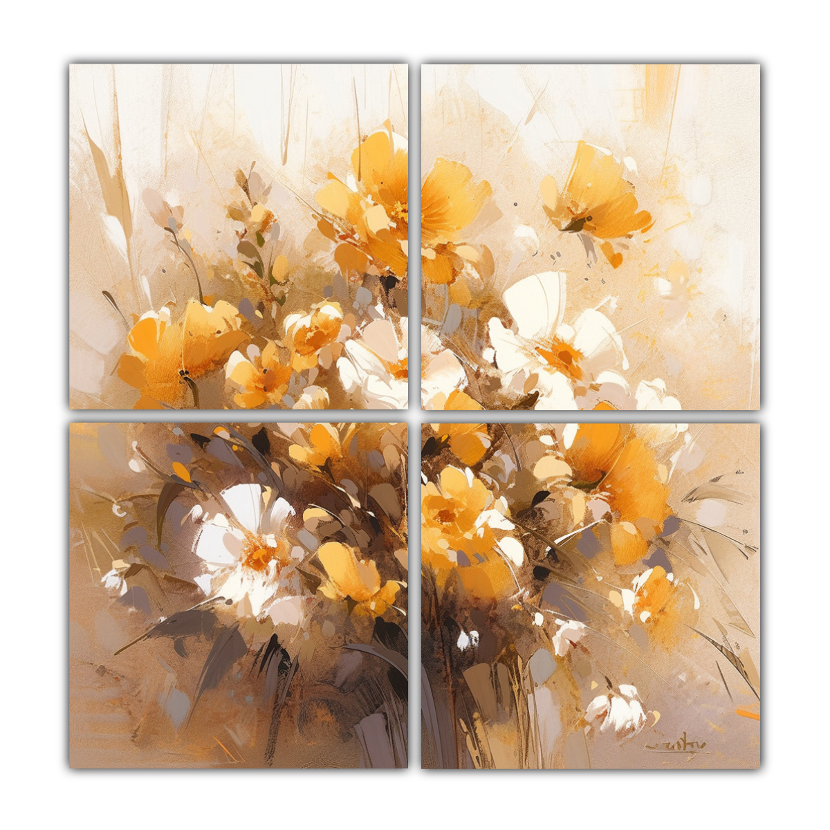 pintura-floral-amarilla-y-dorada-en-lienzo-arte-refinado-