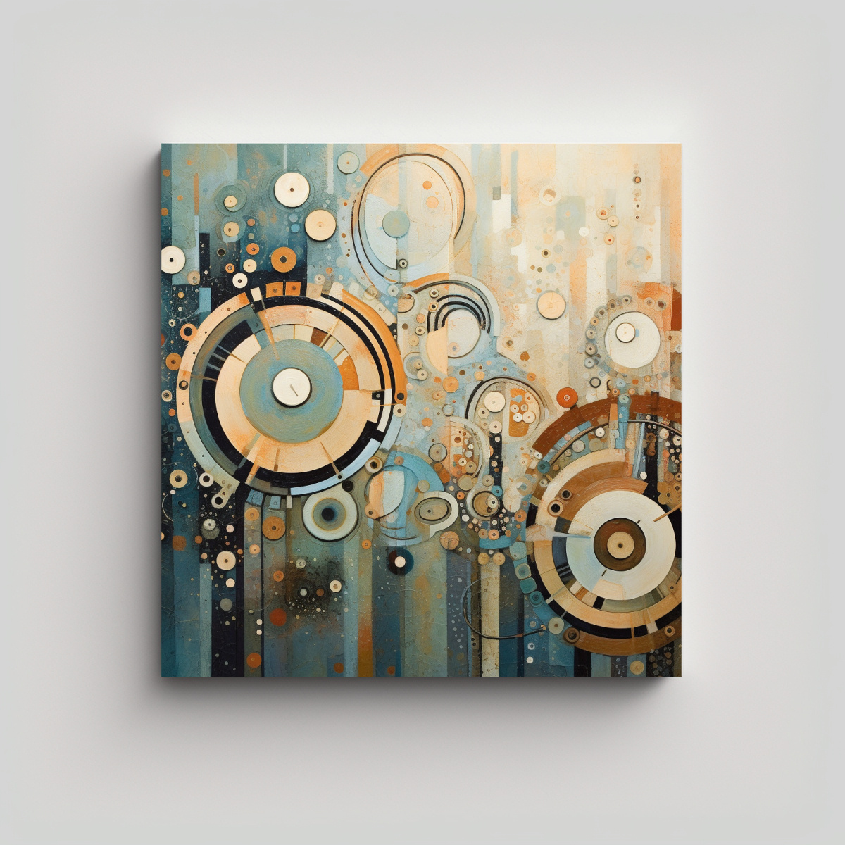 pintura-lienzo-abstracci-n-de-relojes-infinitos-en-tonos-apagados