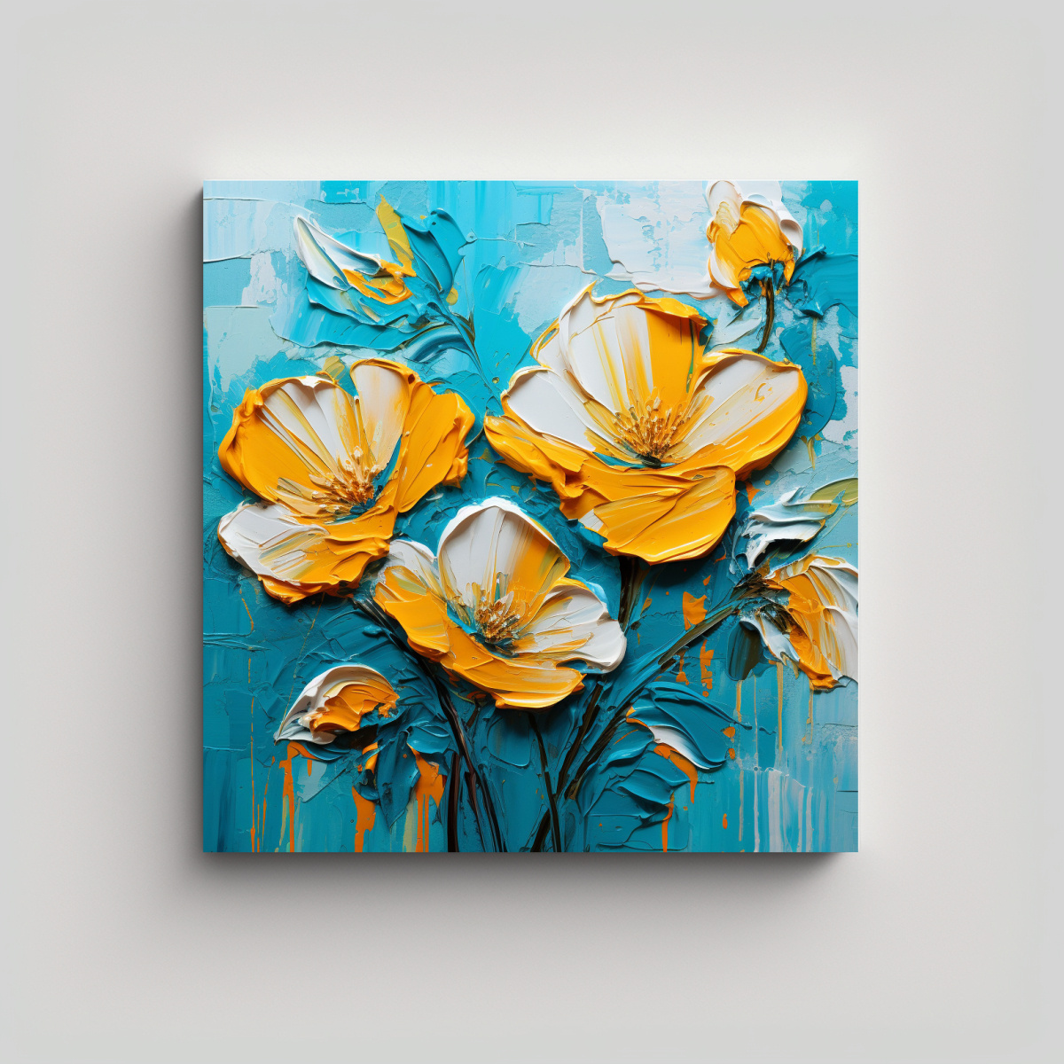 pintura-lienzo-armon-a-amarillo-y-turquesa-flores-