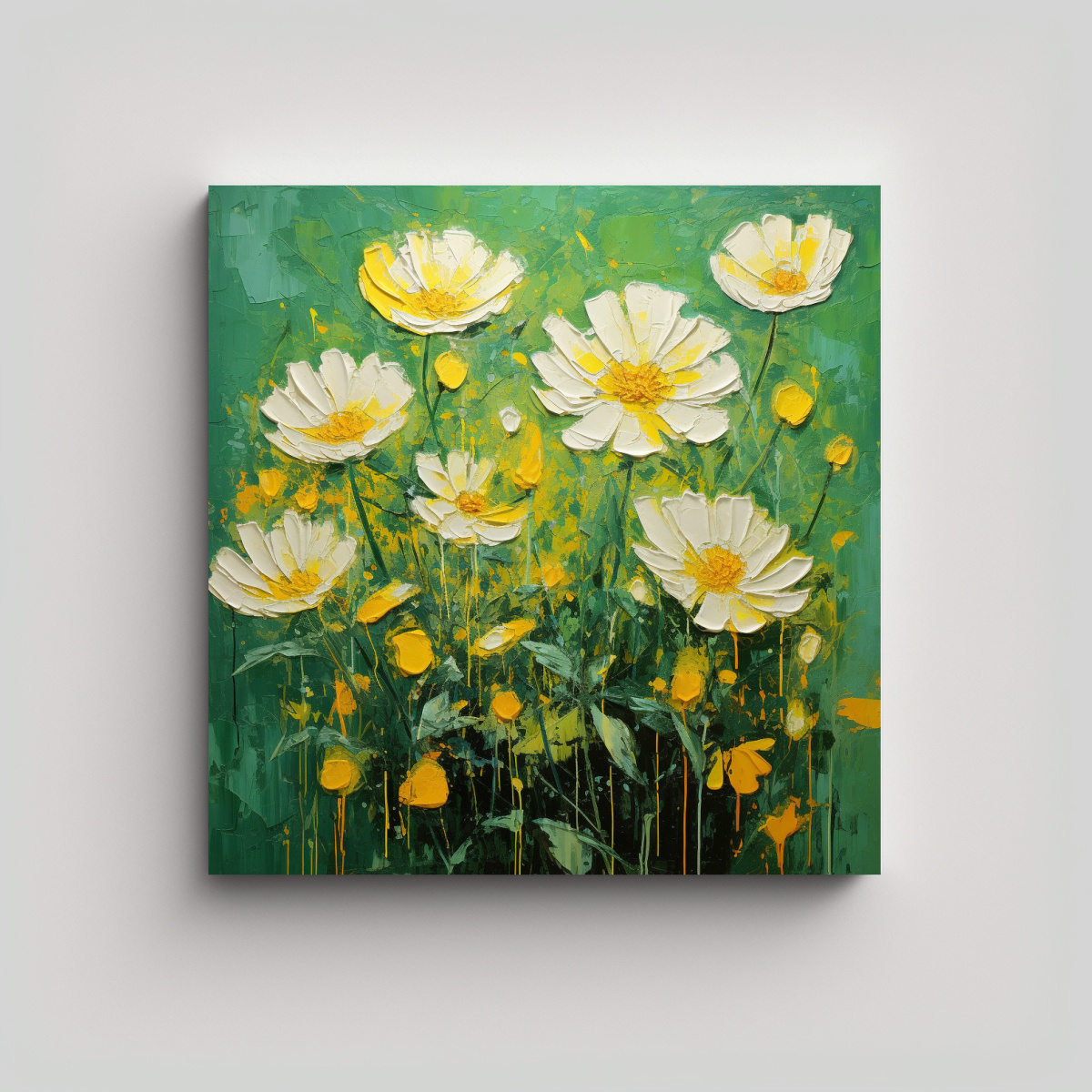 pintura-lienzo-conceptual-armon-a-flores-amarillas-y-verdes-en-tela