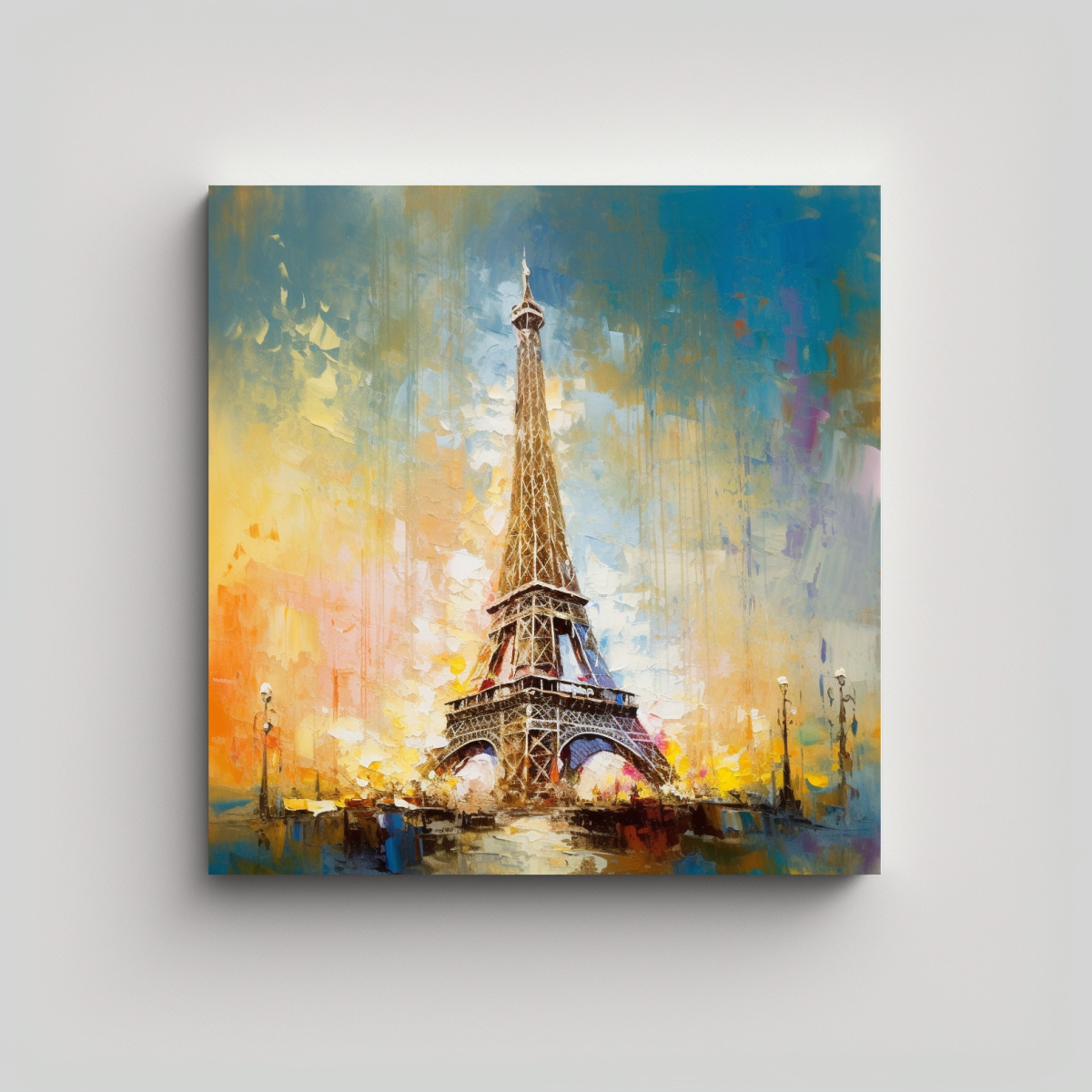 pintura-moderna-comedor-torre-eiffel-textura-leo-tonos-claros-y-colores-vivos