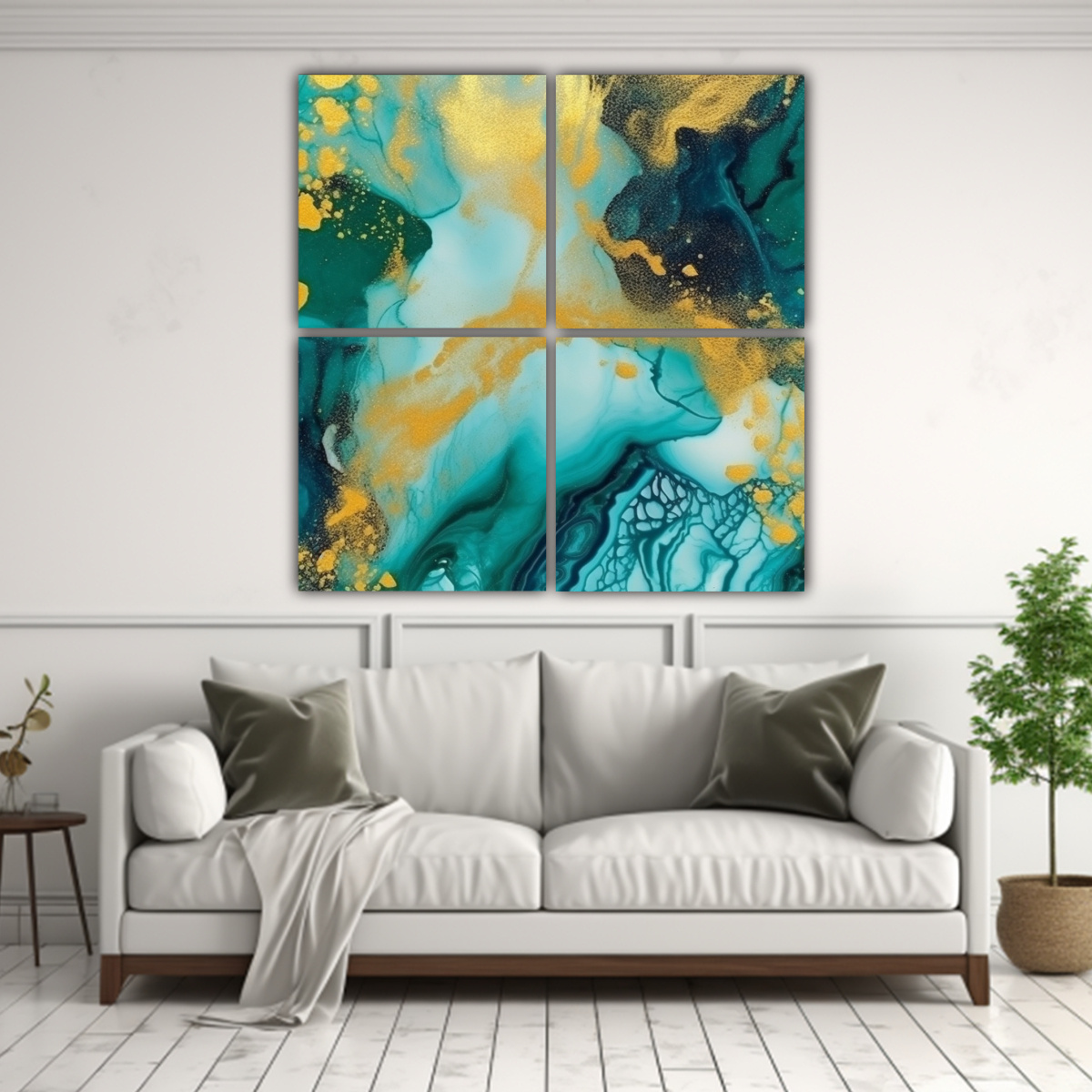 pinturas-abstractas-ambiente-en-turquesa-brillante-y-oro-con-tinta-alcohol-y-brillo-4-composiciones-1