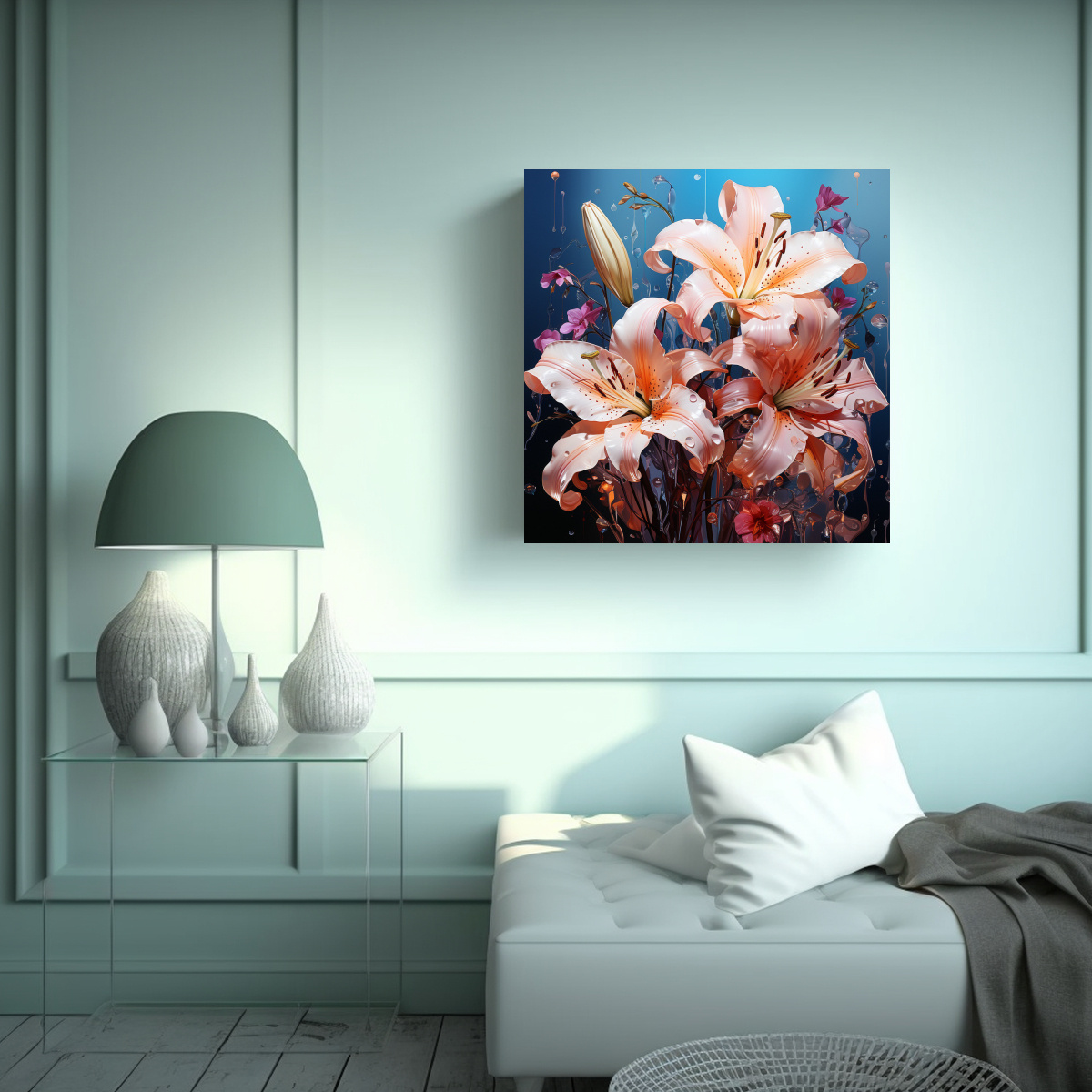 pinturas-abstractas-de-decoraci-n-tonos-fantas-a-a-lirios-flores-turquesa-y-rosa-1