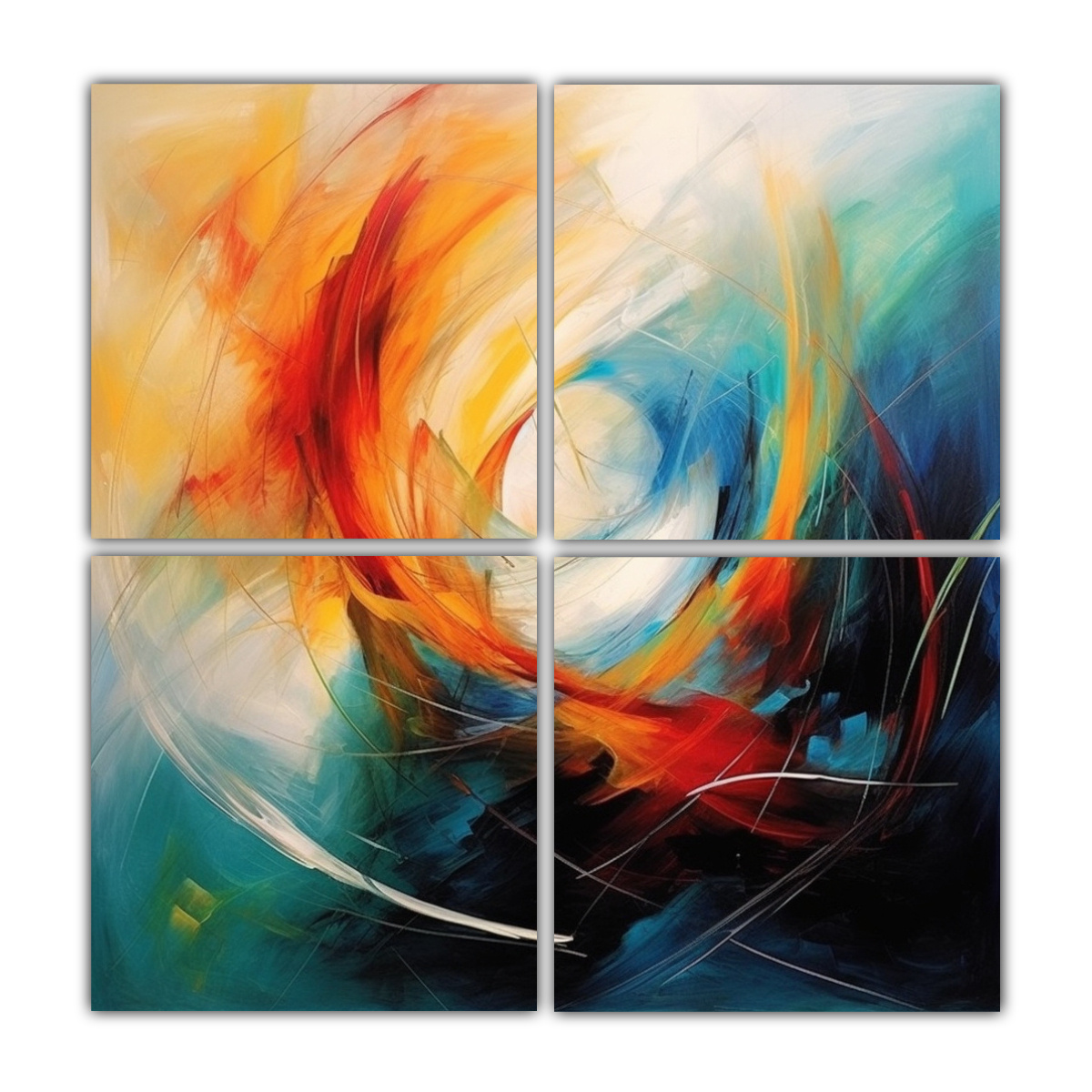 pinturas-abstractas-de-la-decoraci-n-del-comedor-de-cuatro-artes-cuadrado-tema-de-danza-de-luz-simple-y-detallado-