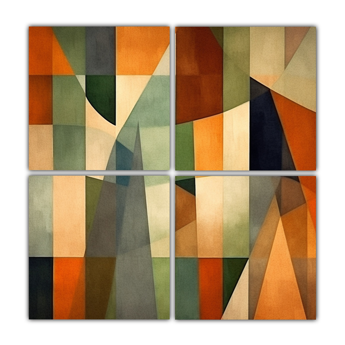 pinturas-abstractas-geom-tricas-de-la-gama-de-colores-de-la-tierra-cuatro-artes