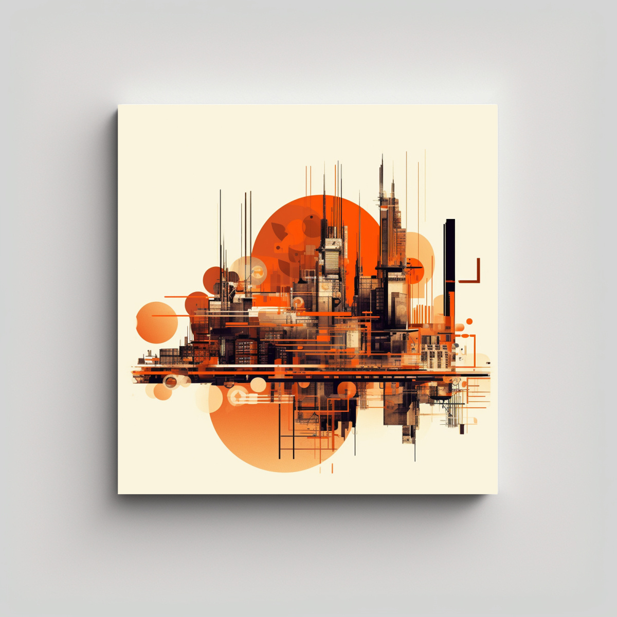 pinturas-abstractas-minimalistas-de-una-ciudad-futurista-muy-abstracta-en-naranja-arte-creativa-sim-trico-