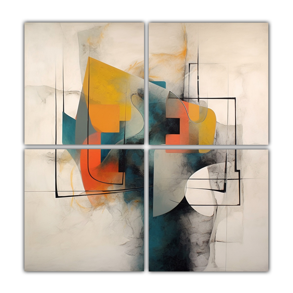 pinturas-abstractas-modernas-minimalistas-cuatro-cuadros-imagen-efecto-visual-symbiosis