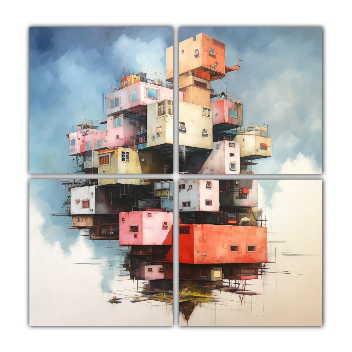 pinturas-de-arquitectura-4-composiciones-movimiento-living-para-decoraci-n-